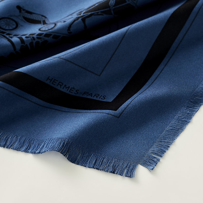 カレH 80 《エクスリブリス》 フリンジ付き - ブラック | Hermès